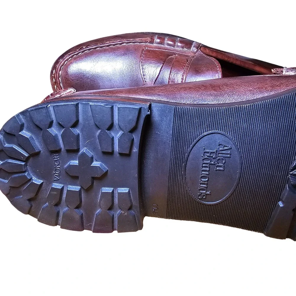 Allen Edmonds Gorham Mens Brown Leather Penny Loafers Lug Sole USA Made 10.5 D